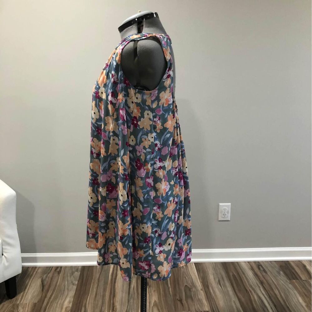 Medium Boutique Peach Love Sleeveless Floral Print Open Back Tunic dress C3712 - Picture 3 of 6